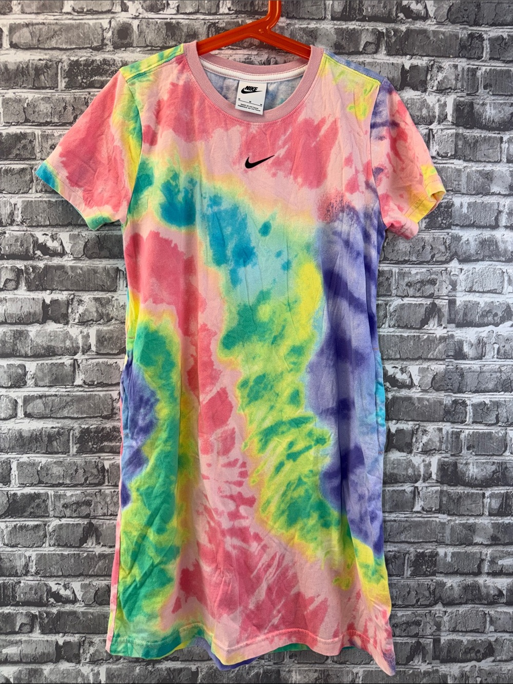 Nike Multicolor Tie-Dye Tee Dress with Black Swoosh